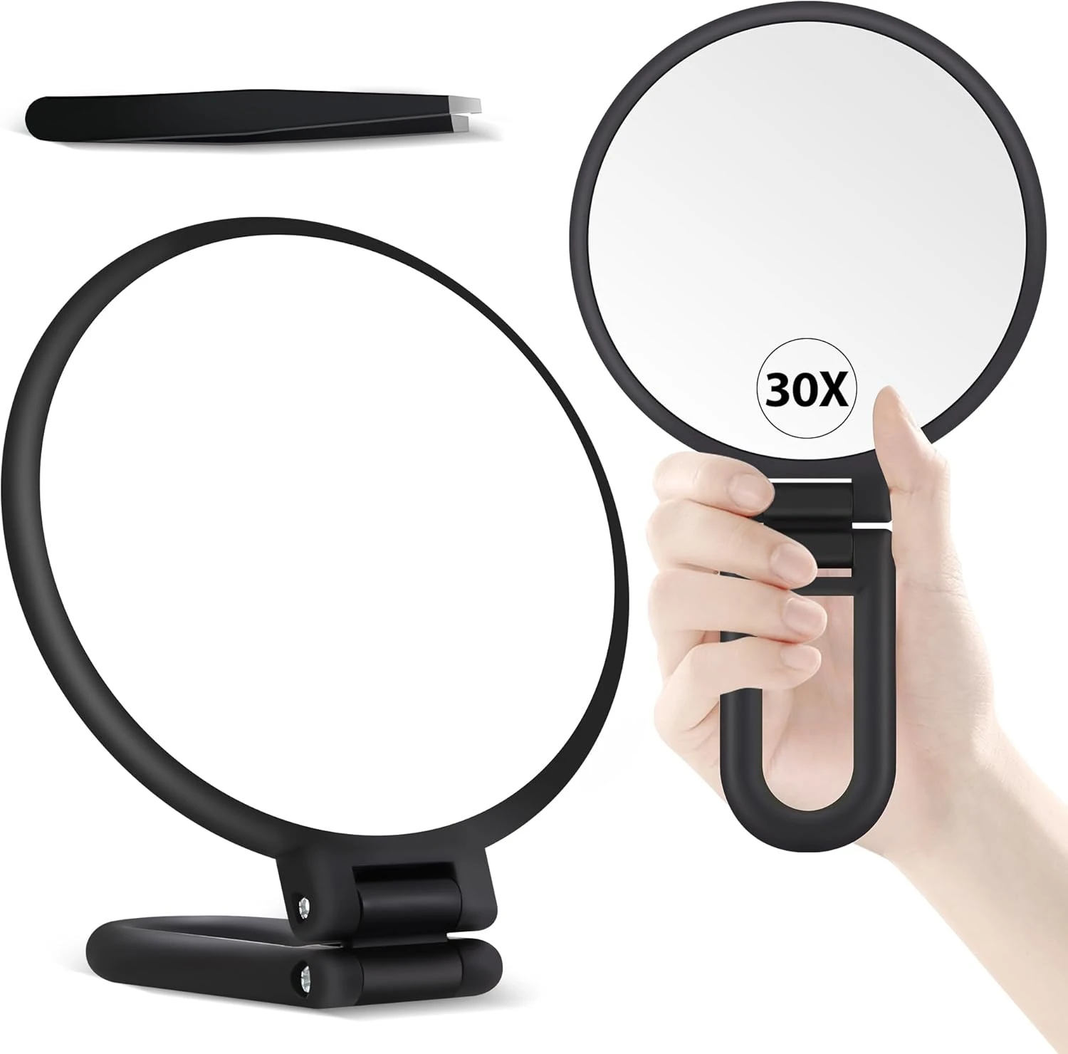 Magnifying mirror for checking Kim K lash extension spikes