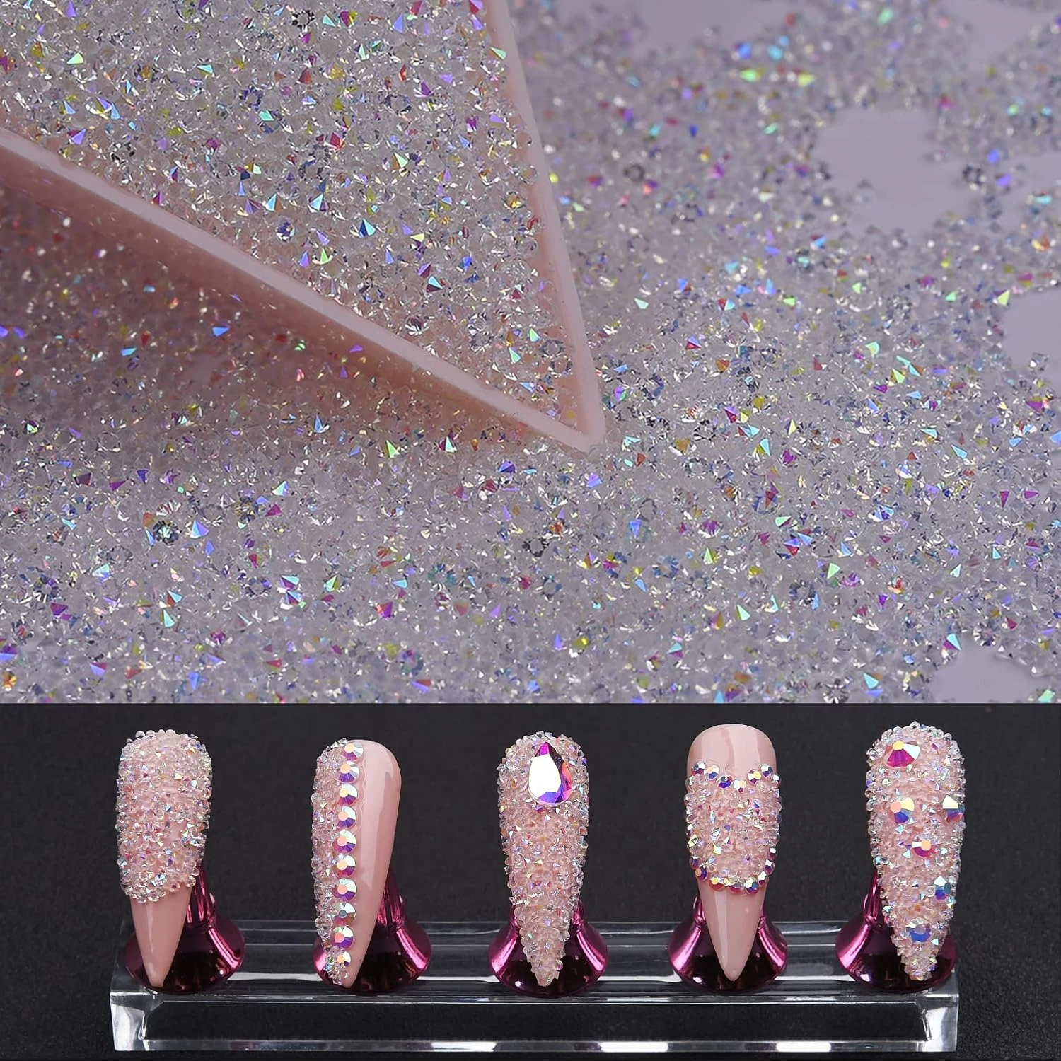 Micro crystal kit for building rhinestone bow nail details