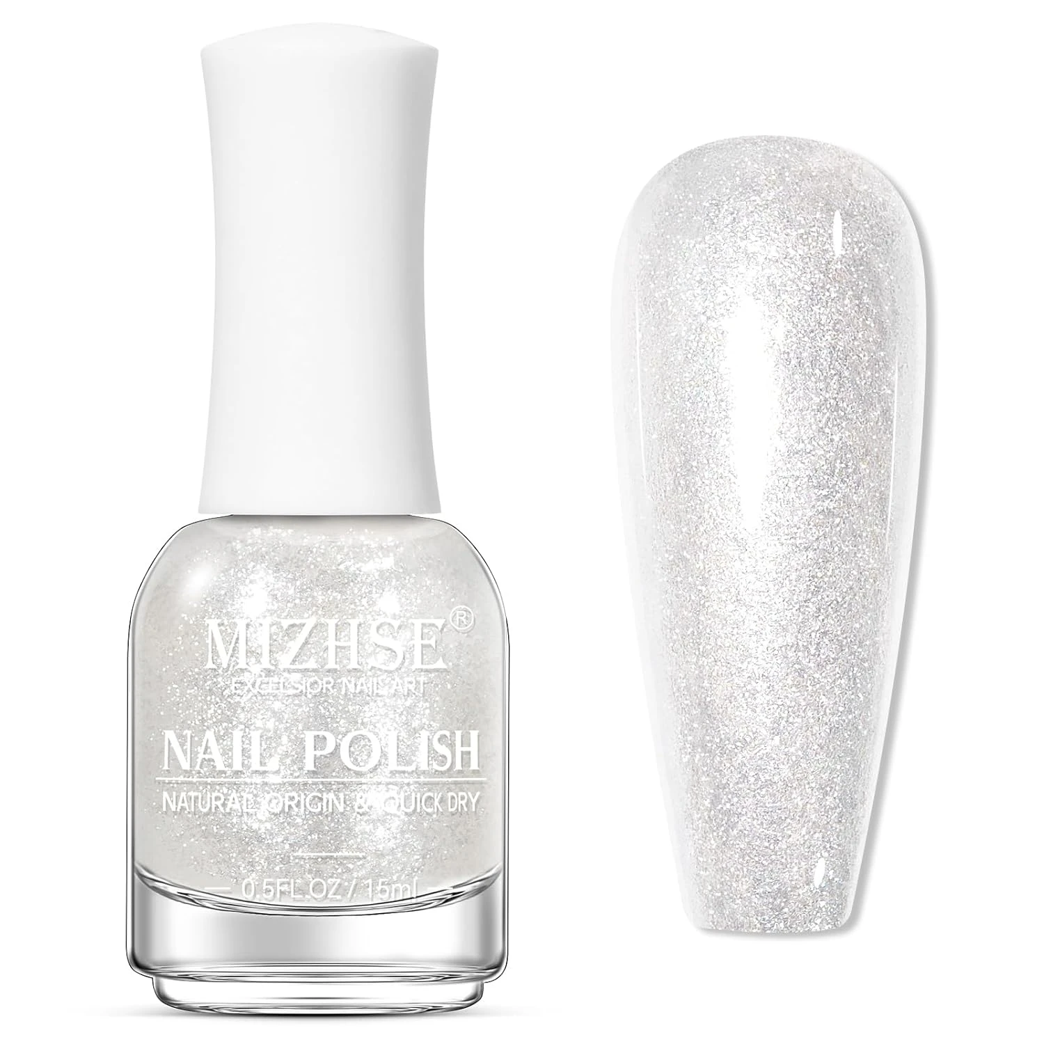 Micro shimmer clear nail polish for a luminous clean girl shimmer veil