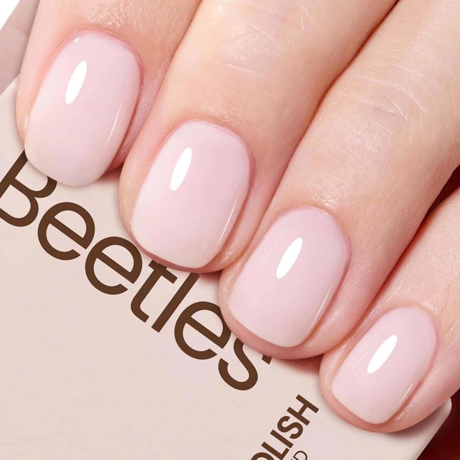 Milky pink polish base for crystal bow nails