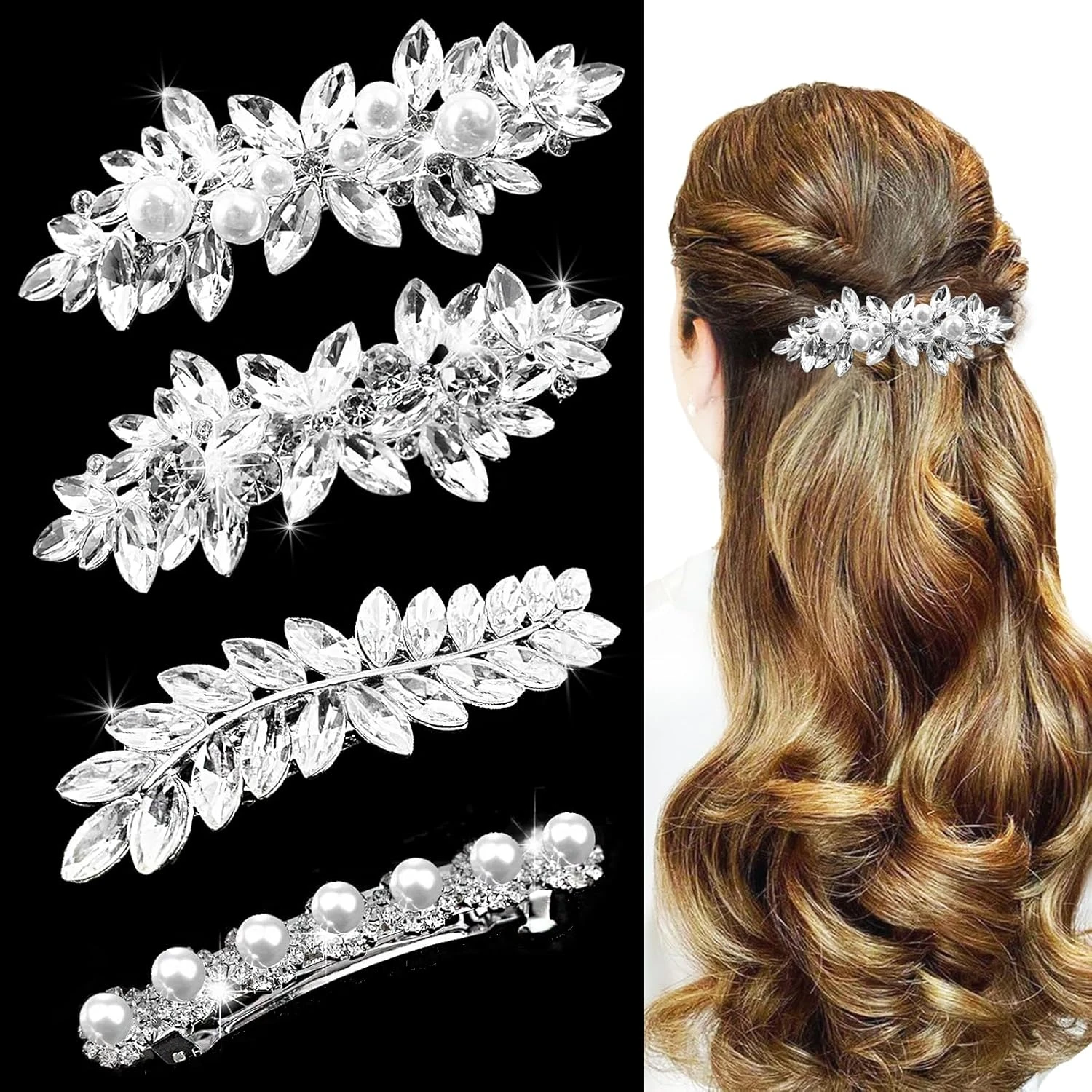 Pearl minimalist bridal hair clip for a simple beach wedding look