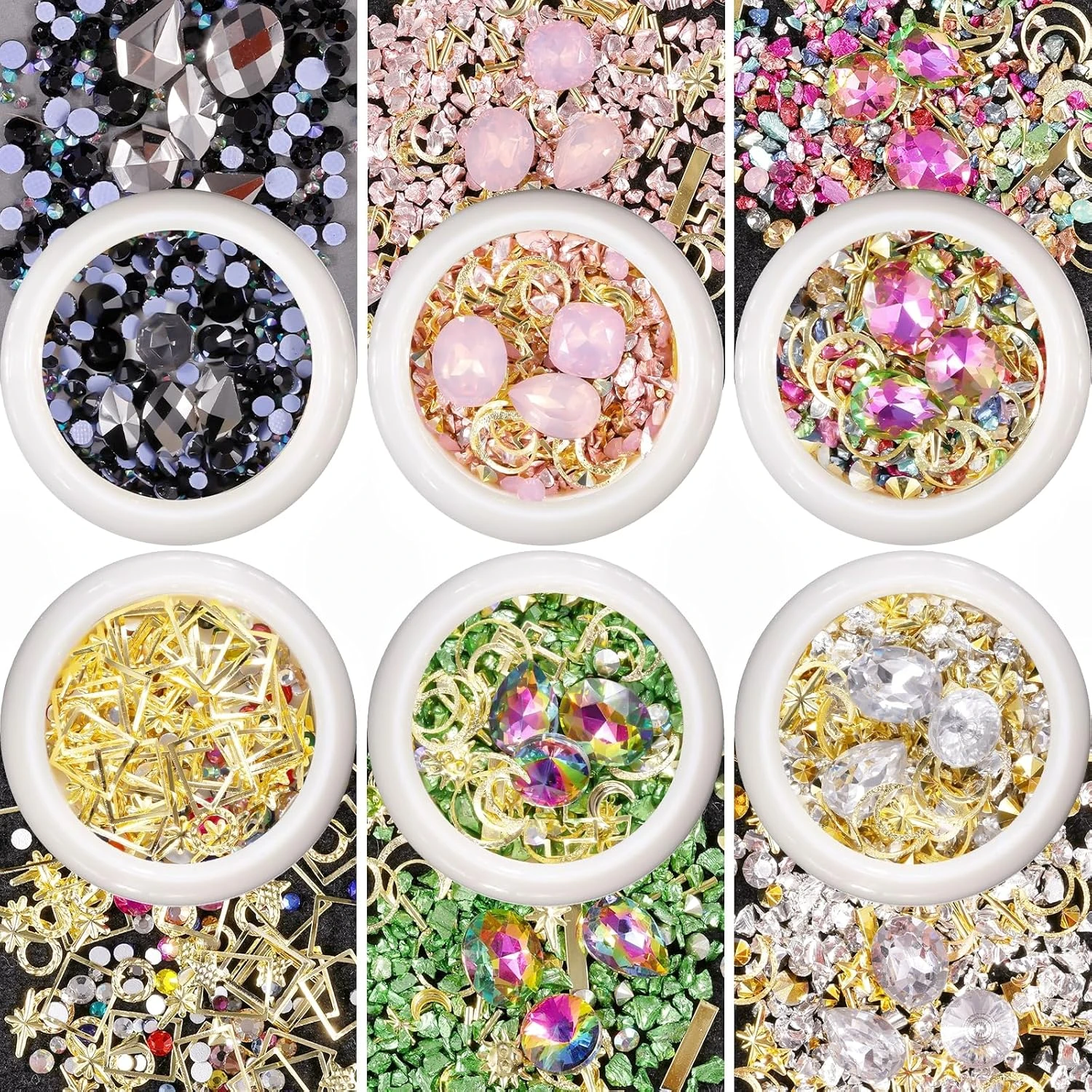 Mixed crystal wheel for glamorous full bling rhinestone nails