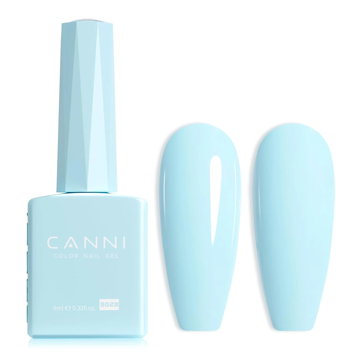 Pastel blue gel base for baby blue chrome nails