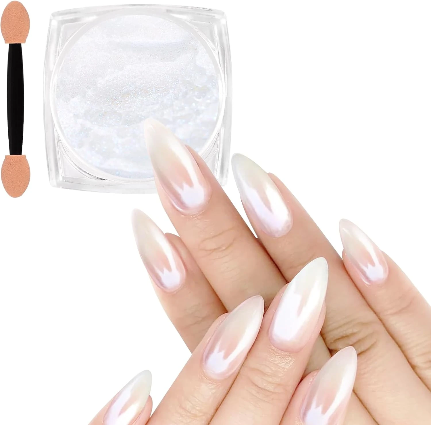 Pearl chrome powder for glazed summer chrome nails