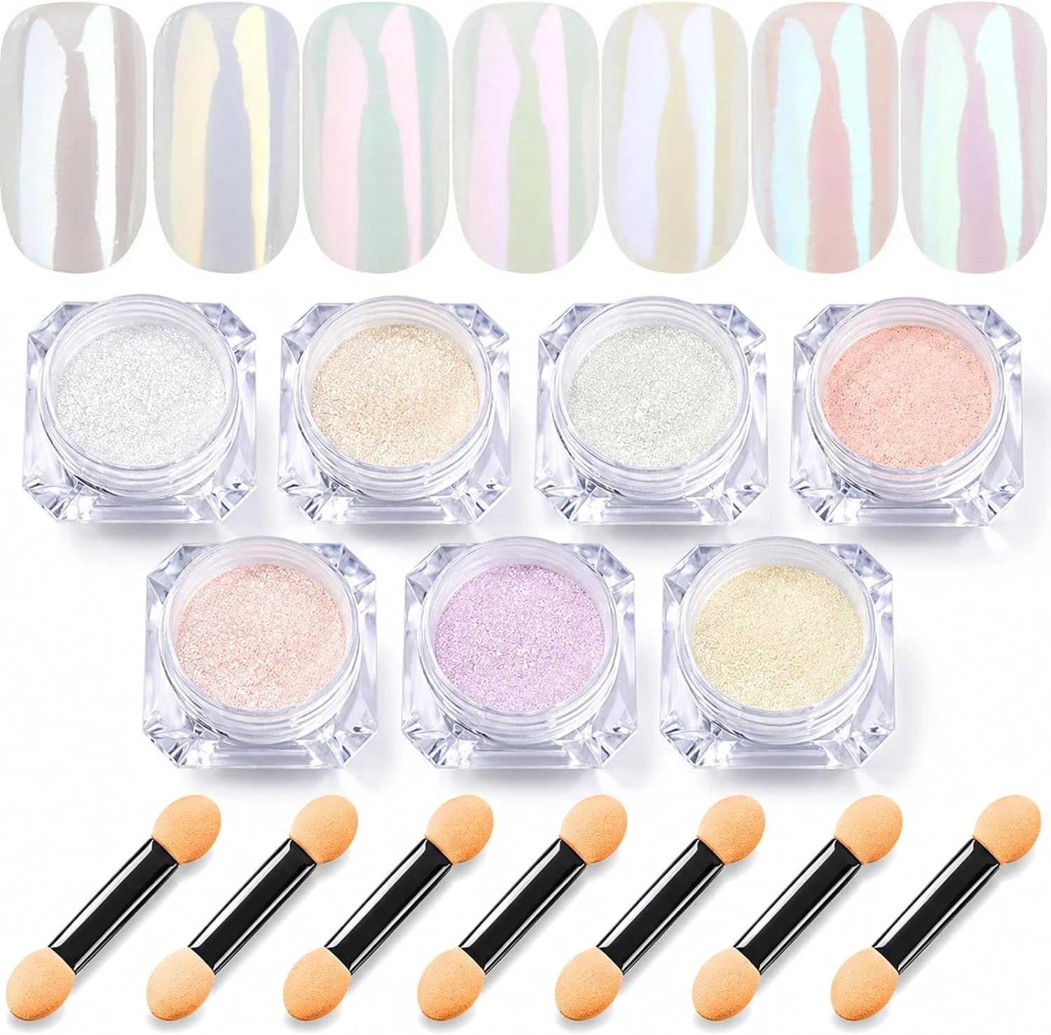 Multi shade chrome powder pack for color block summer nails