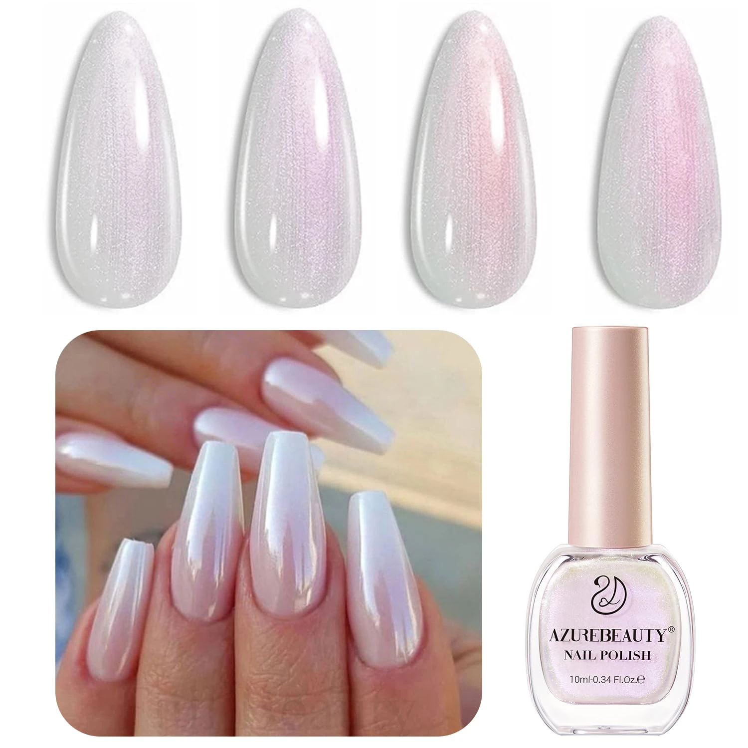 Pearl shimmer polish base for gold foil pearl nails