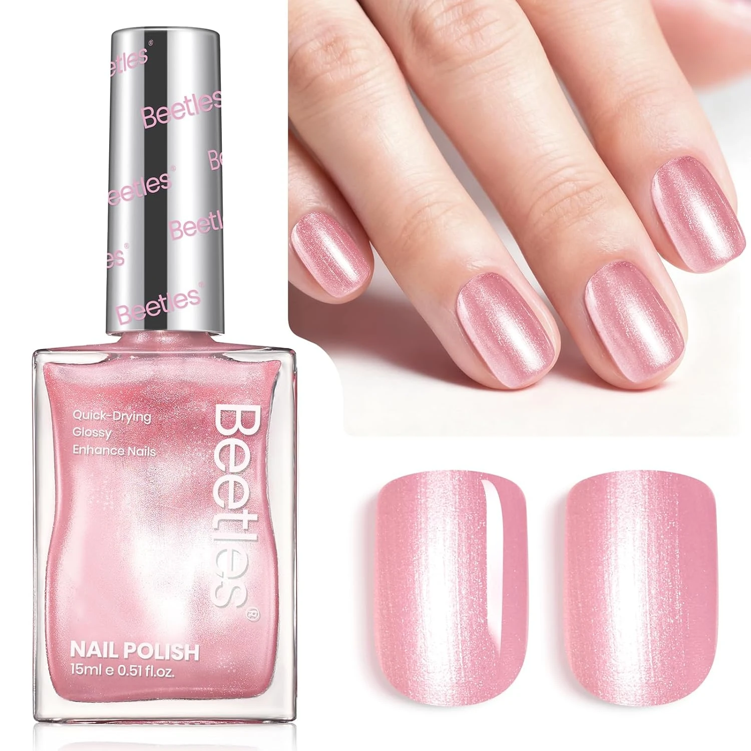 Pink pearl shimmer nail polish for rosy pearl nails