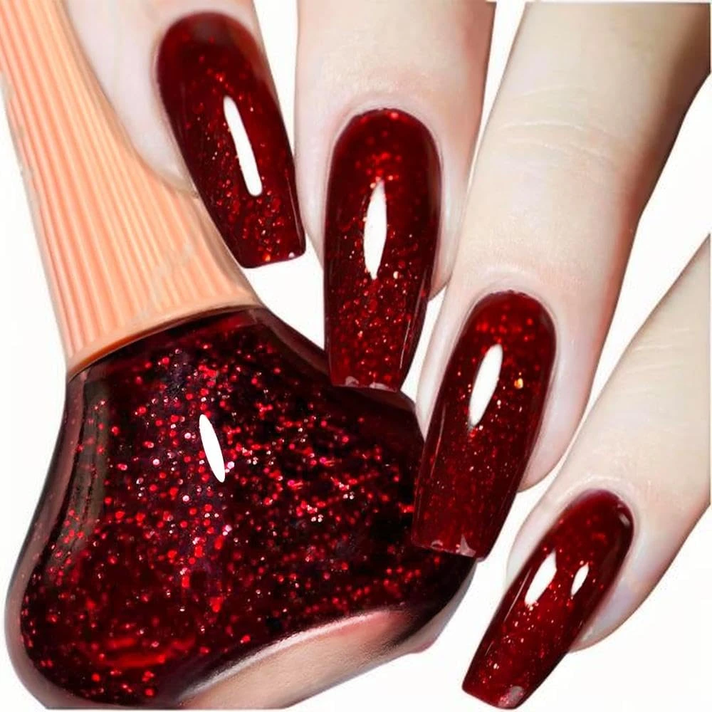 Red glitter nail polish for gradient tip fourth of july nail designs