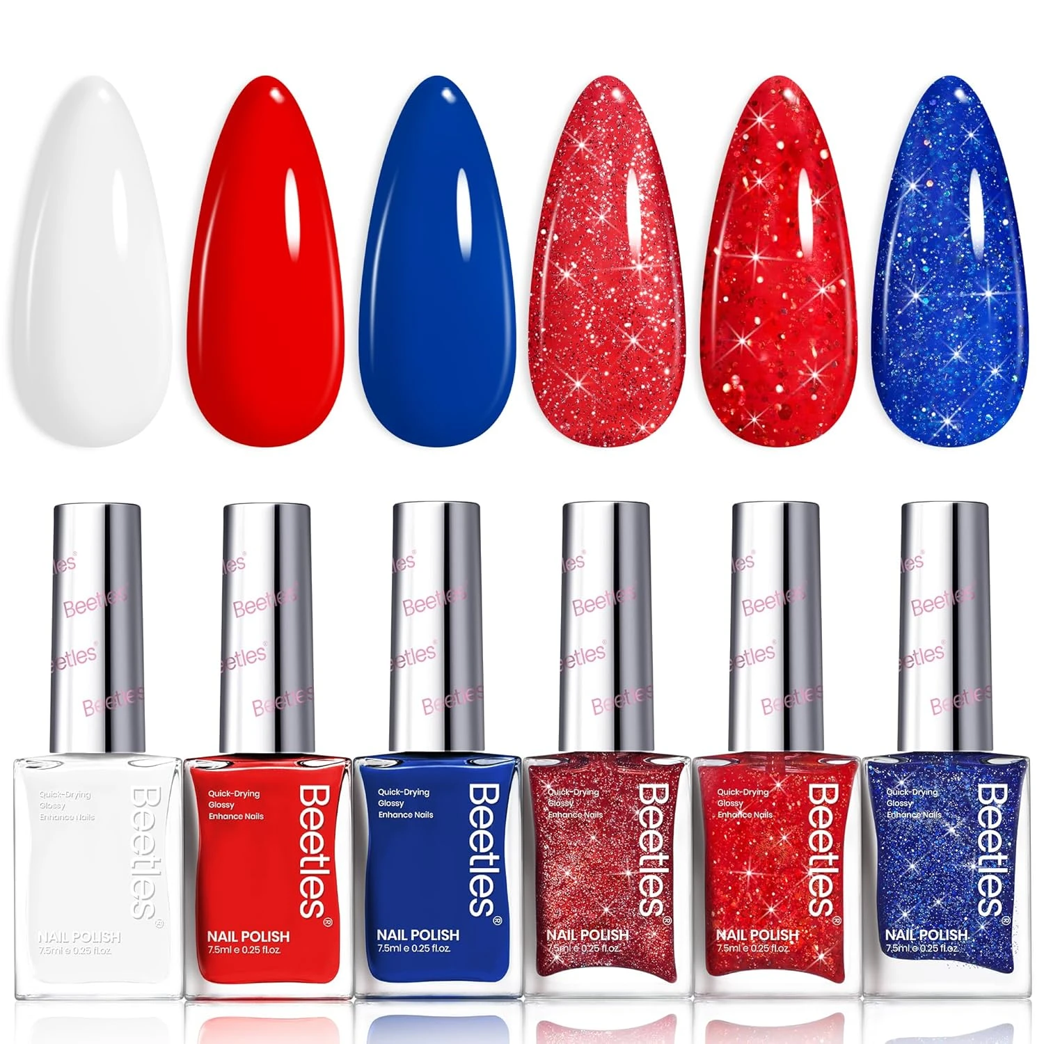 Red white blue nail polish set for ombre fourth of july nail designs