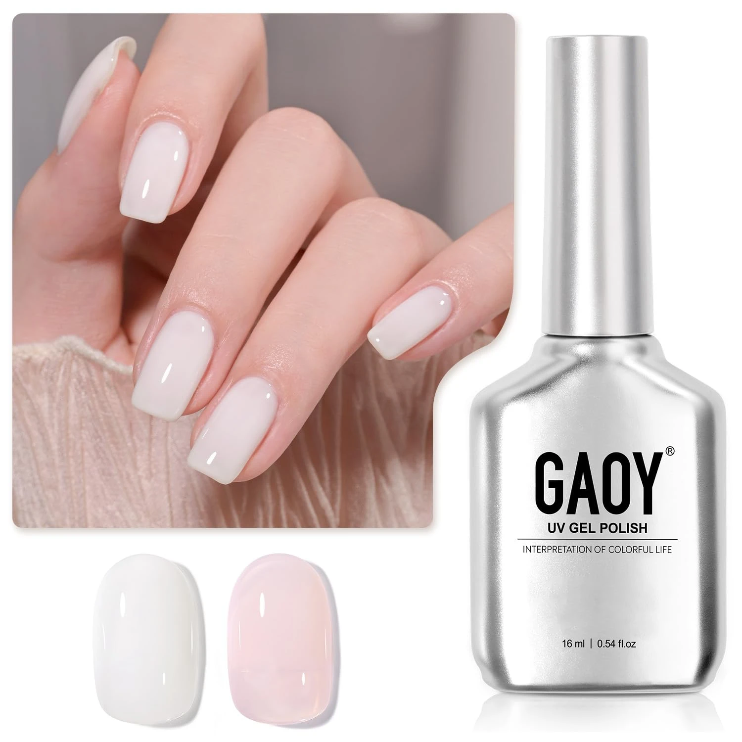 Sheer pink gel base for butterfly crystal nails