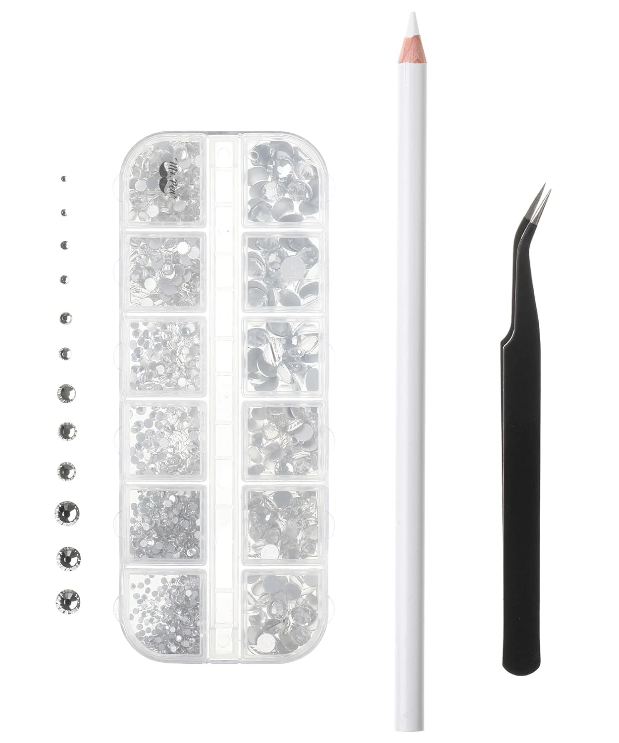 Small silver rhinestones for black crystal edge nails