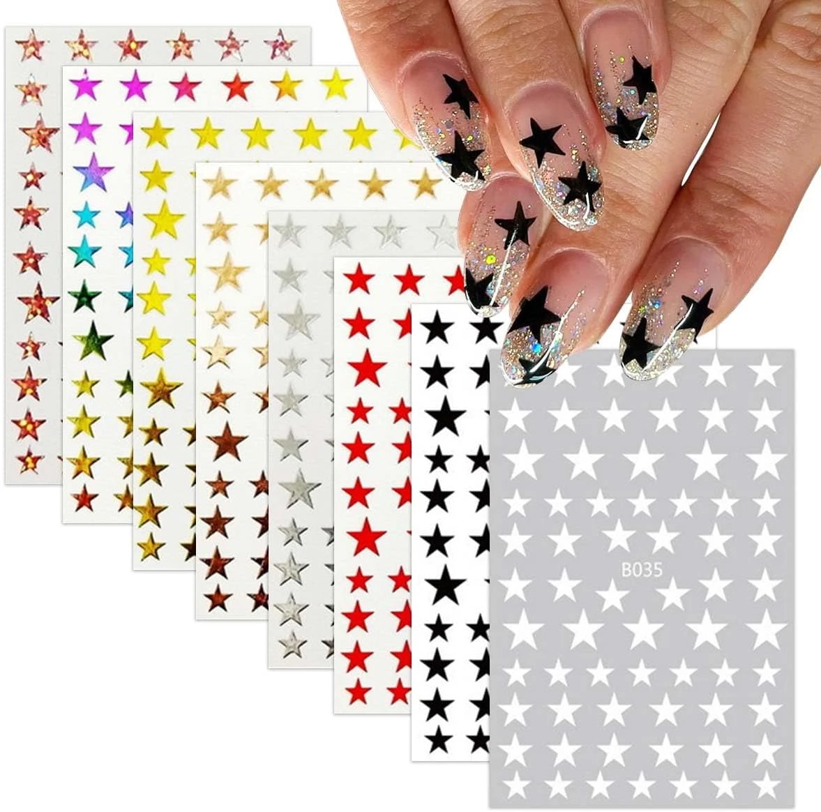 Star nail stickers for confetti accent fourth of july nail designs