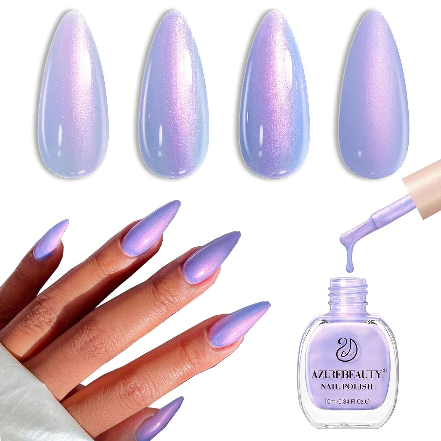 Violet shimmer nail polish for swirling amethyst marble nails