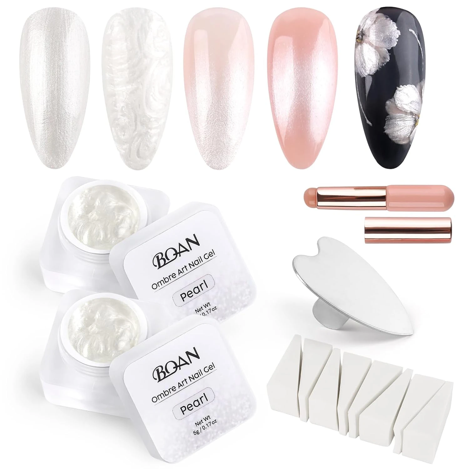 Pearl ombre polish duo for nude to pearl fade nails