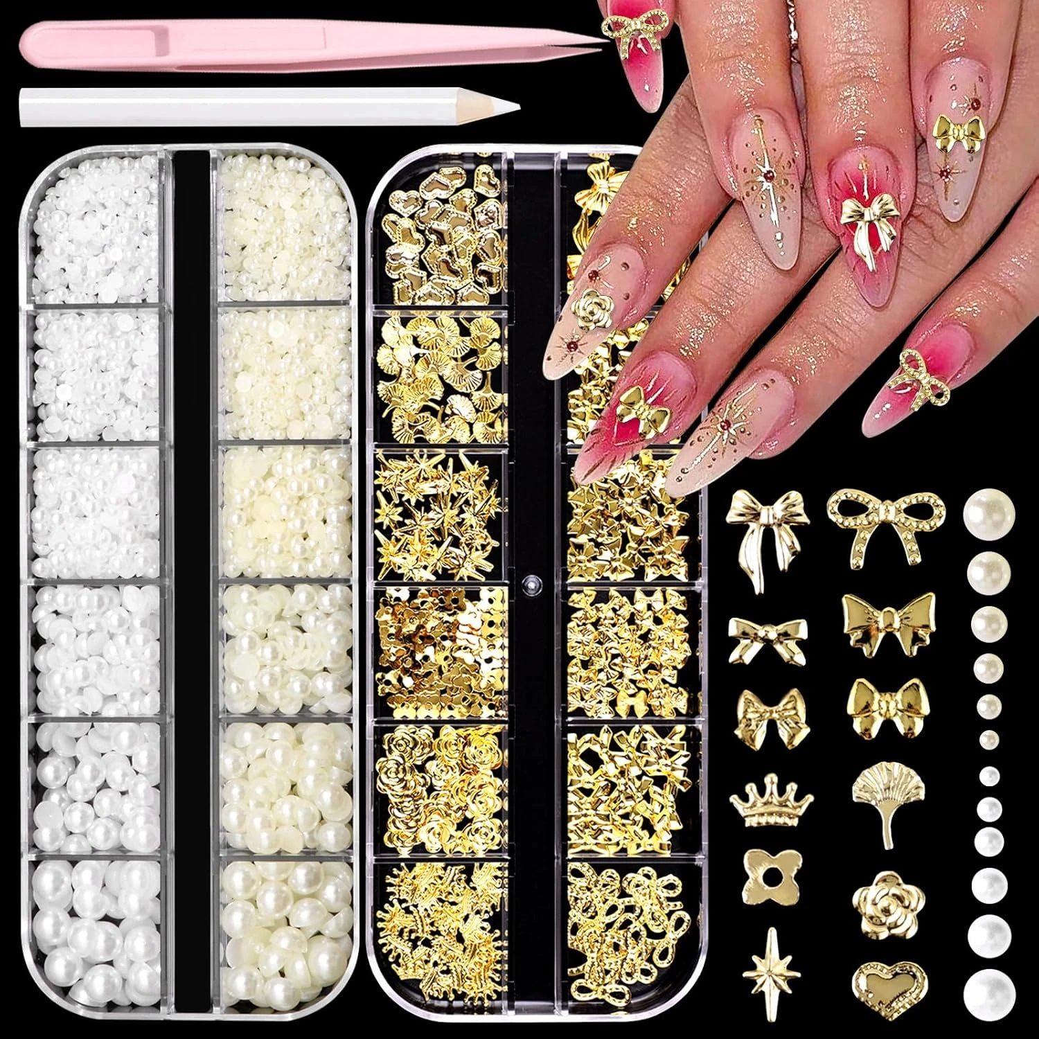 White star nail studs for navy fourth of july nail designs