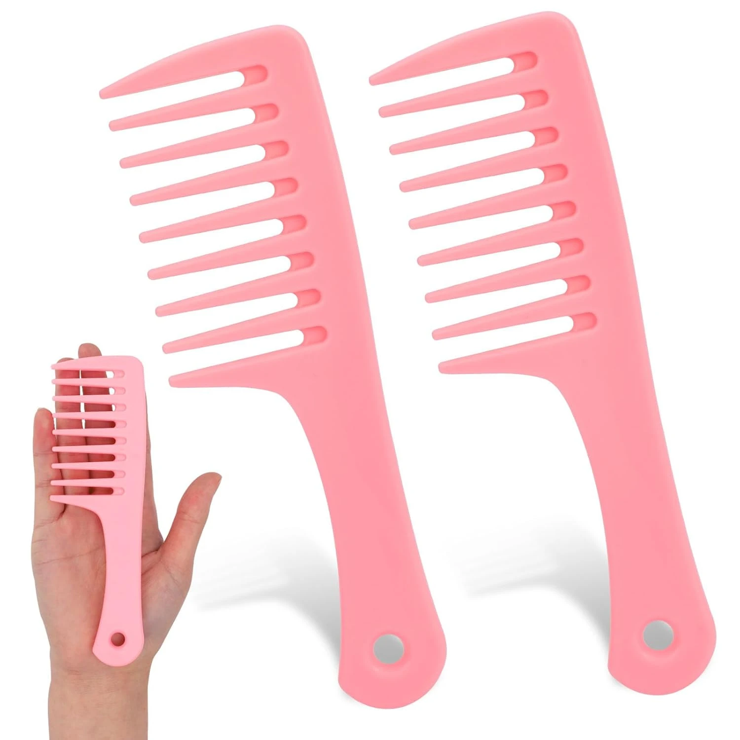 Wide-tooth comb for detangling short shaggy layered hair