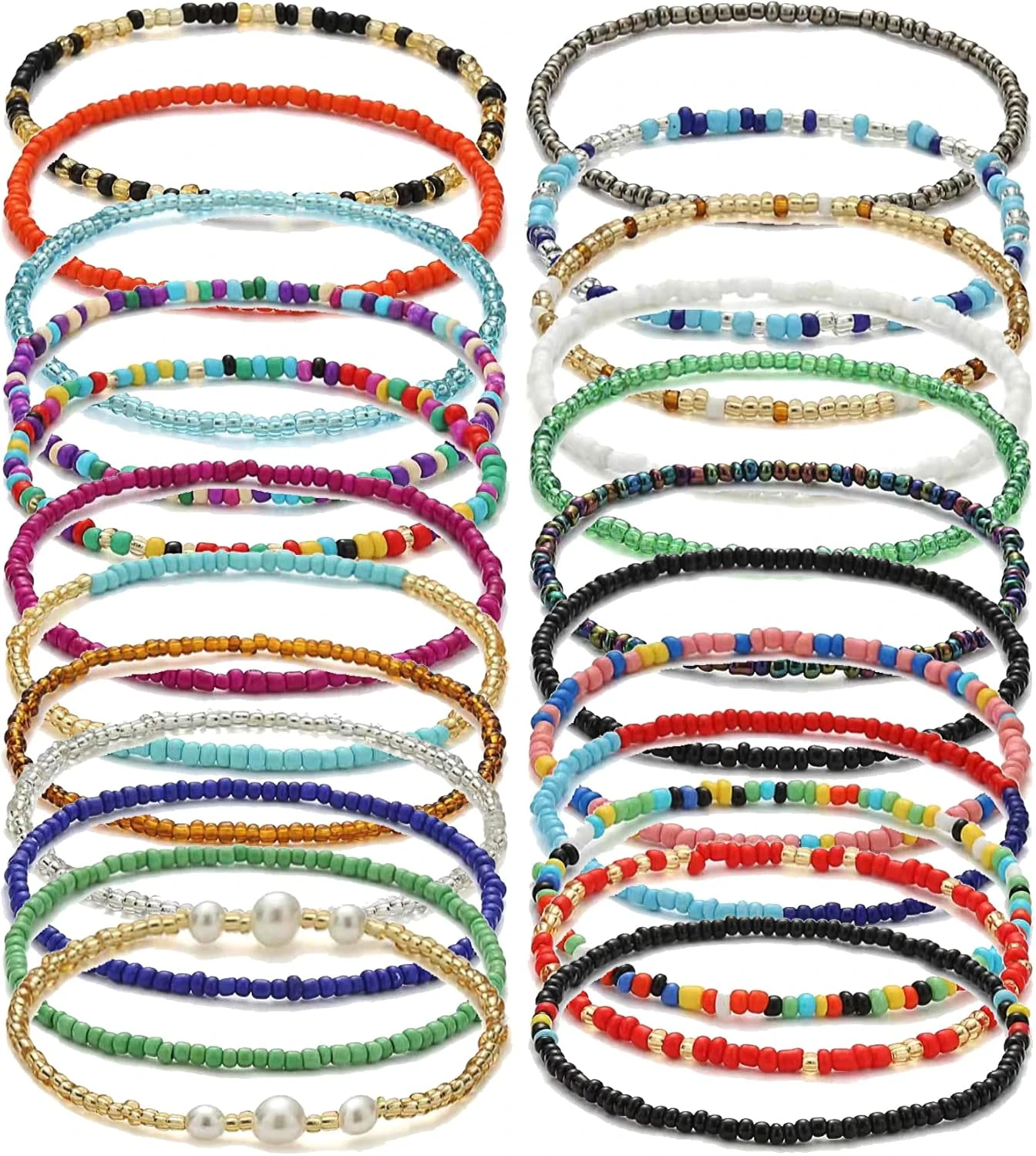 Beaded anklet set for white sundress boho styling