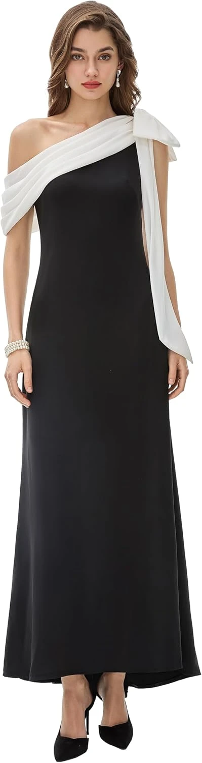 Black and white contrast evening gown for formal galas