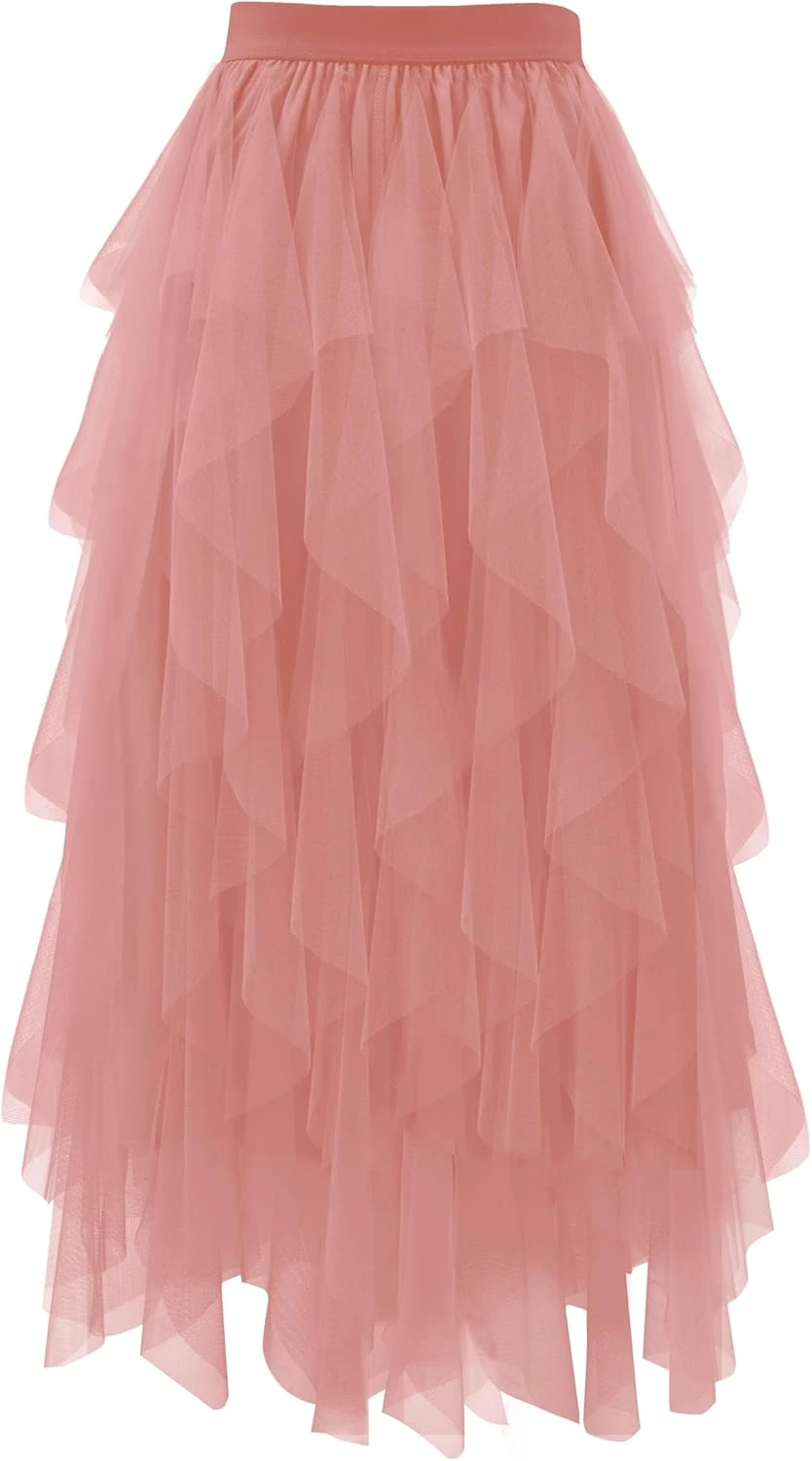 blush tulle midi dress for a romantic engagement party look