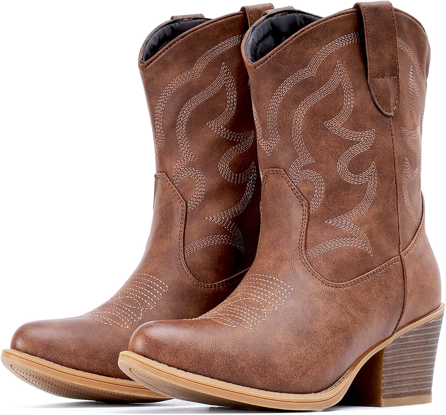 Brown western boots for white prairie boho dress outfits