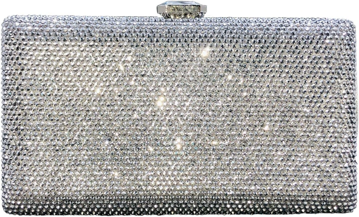 Crystal box clutch evening bag for black evening dress styling