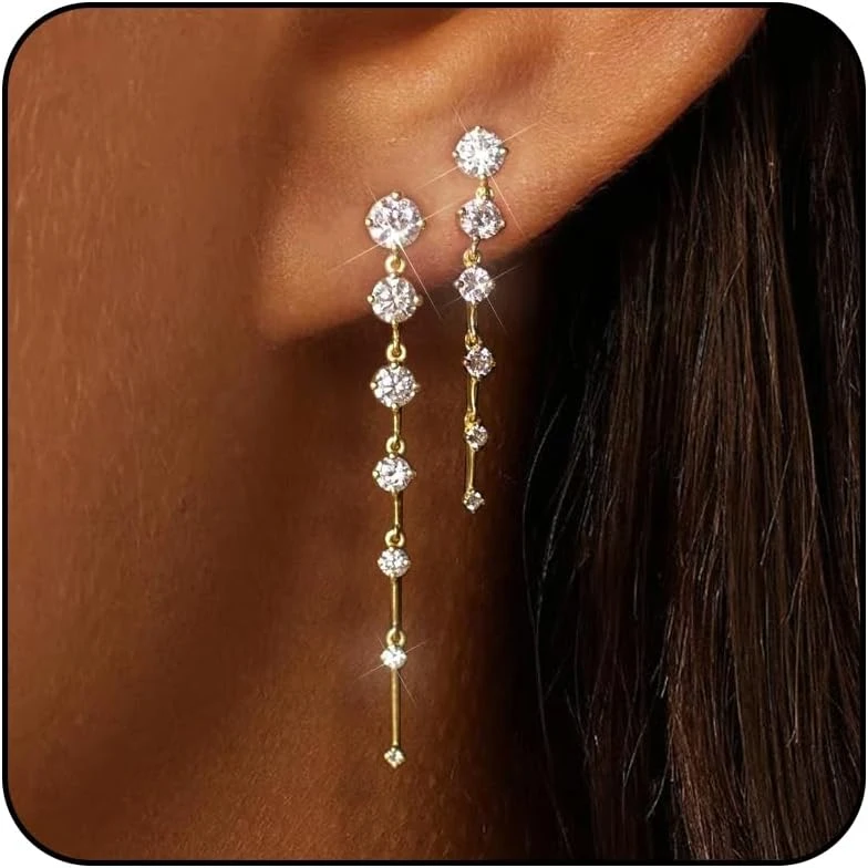 Crystal drop earrings for black ball gown evening looks