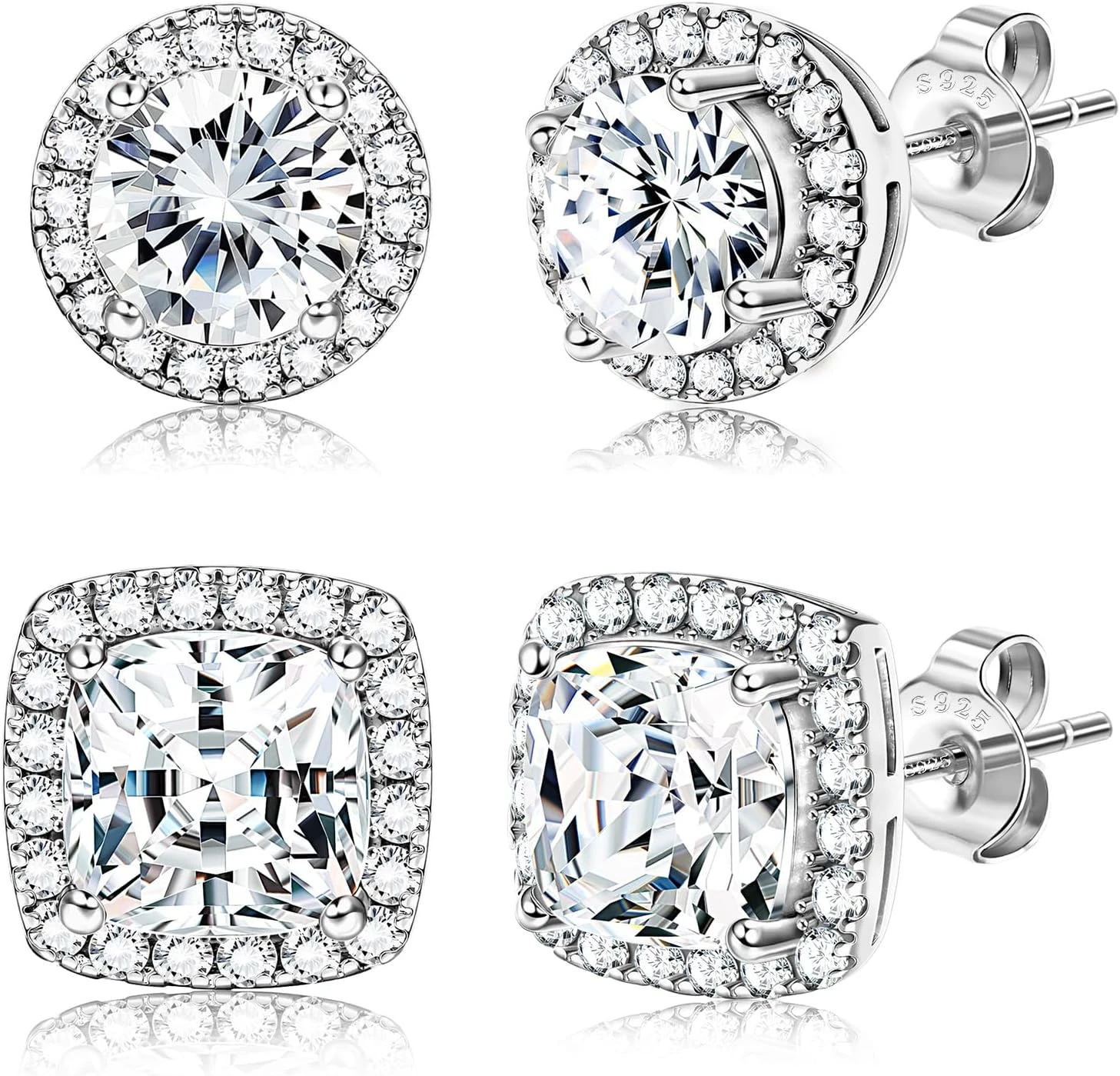 crystal stud earrings for a white mini engagement party look