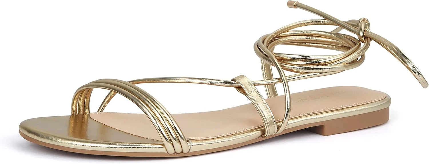 Gold ankle wrap sandals for high low white boho dresses