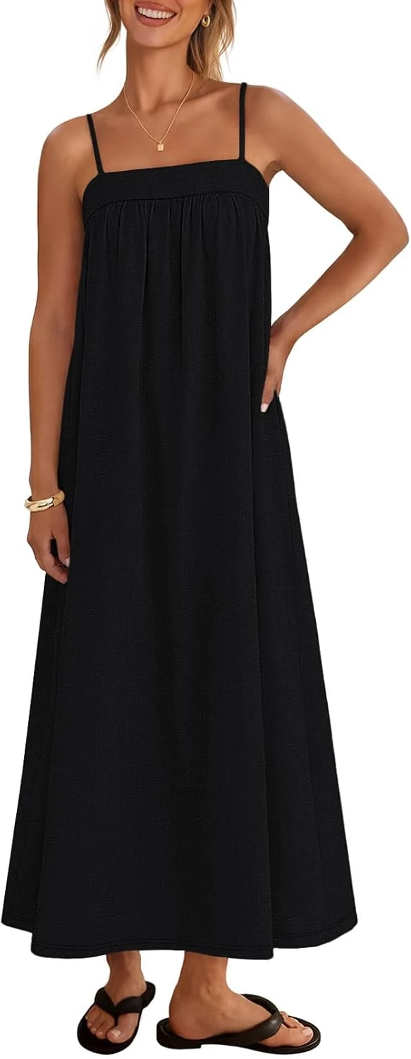 square neck linen midi dress for a casual engagement party