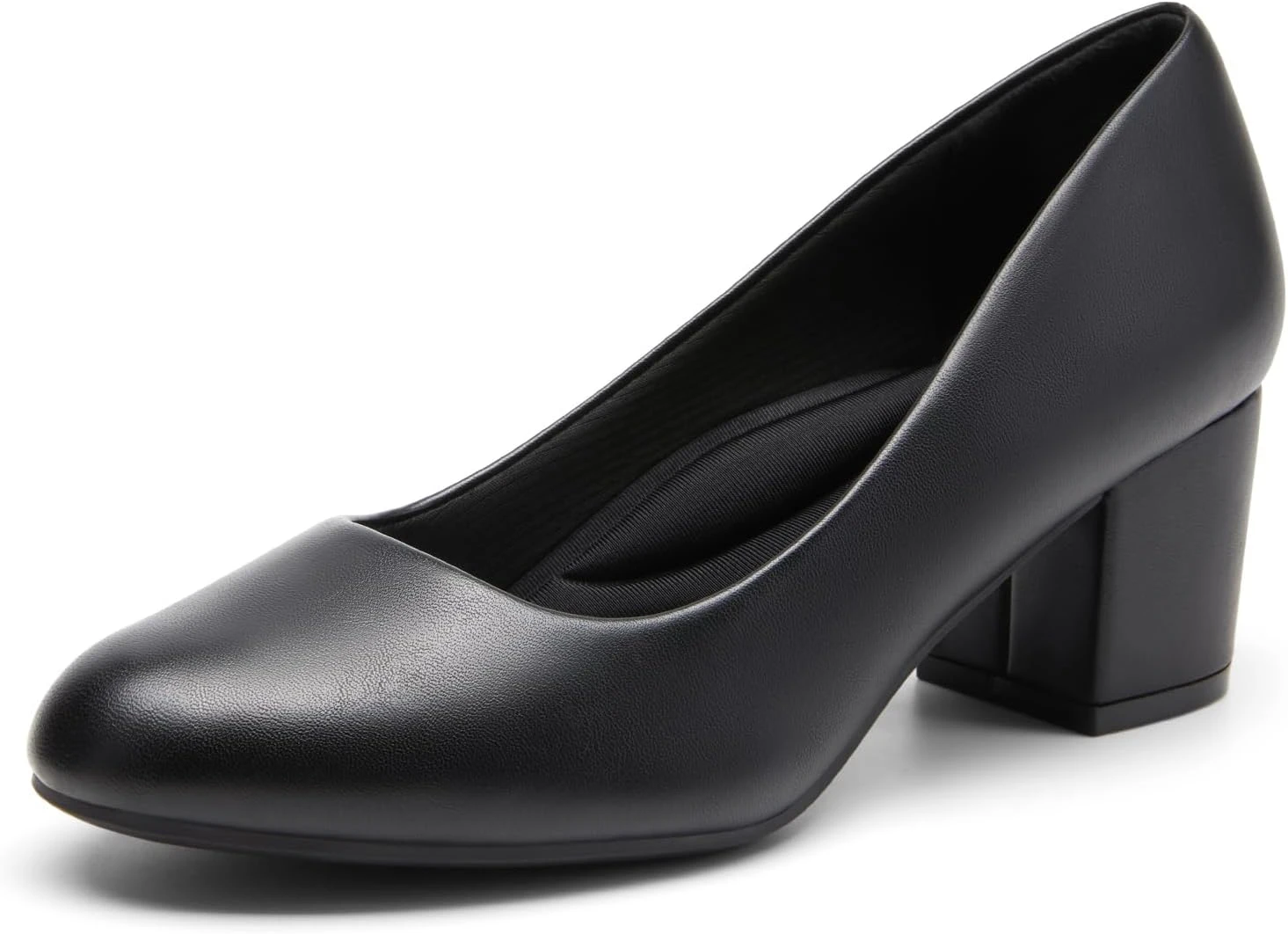 low block heel pumps for a tea length engagement party dress