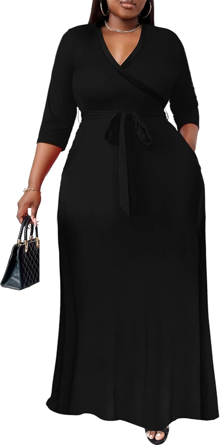plus size wrap maxi dress for a flattering engagement party look