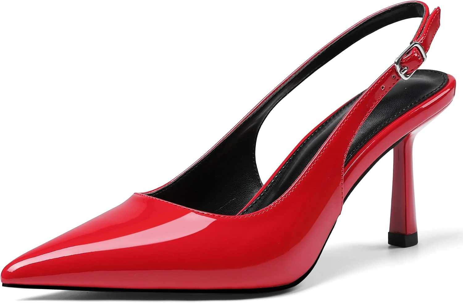 red slingback heels for a little black engagement party dress