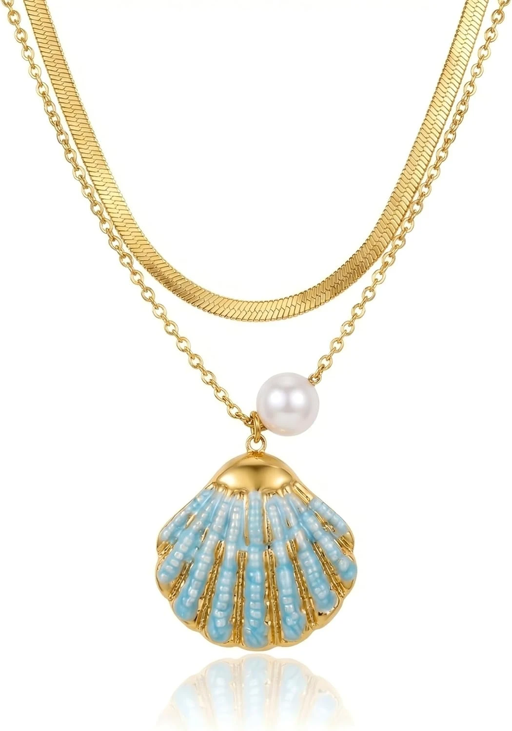 Shell pendant necklace for halter white boho dress styling