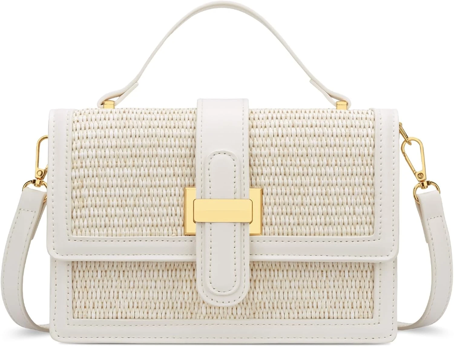 Structured straw handbag for white shirt dress boho looks