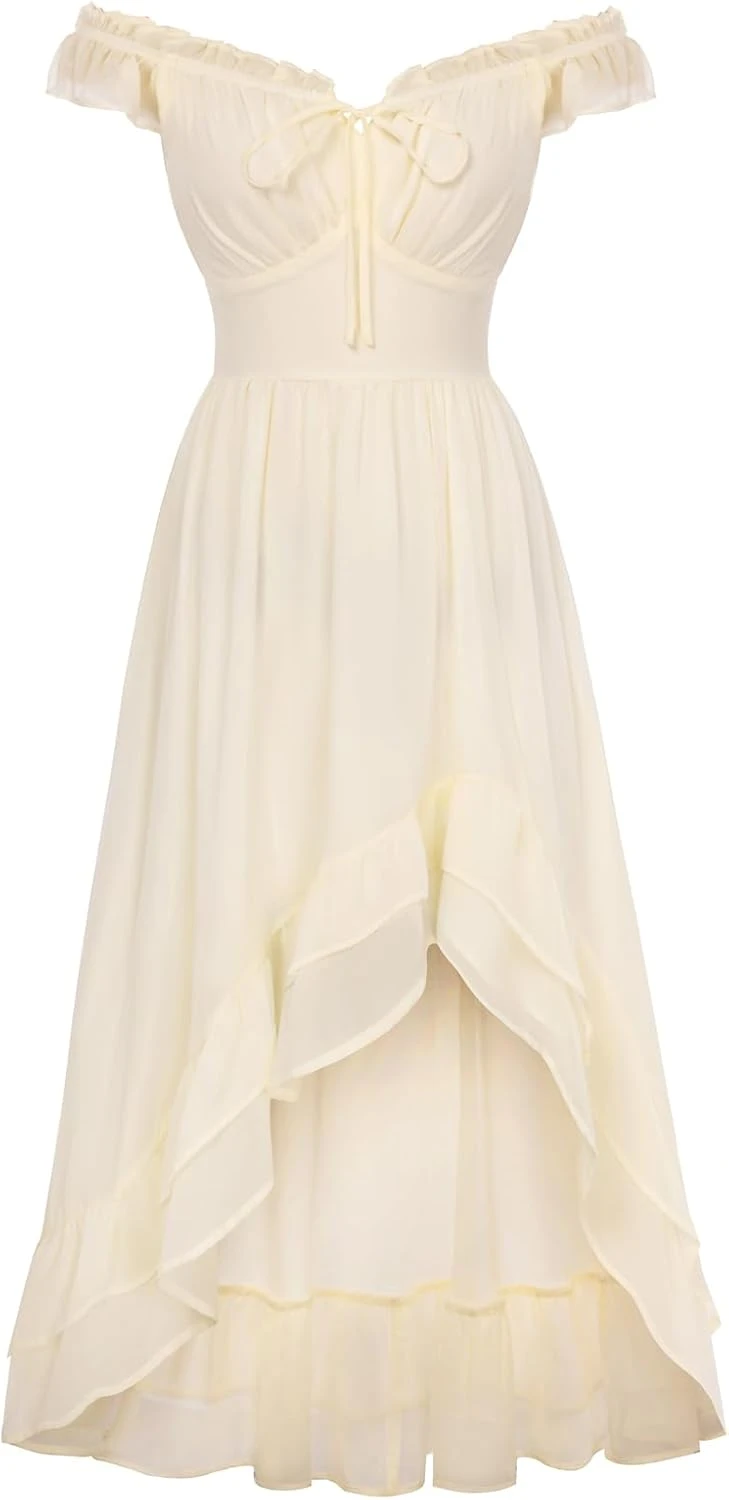 White high low ruffle dress for boho sunset photos