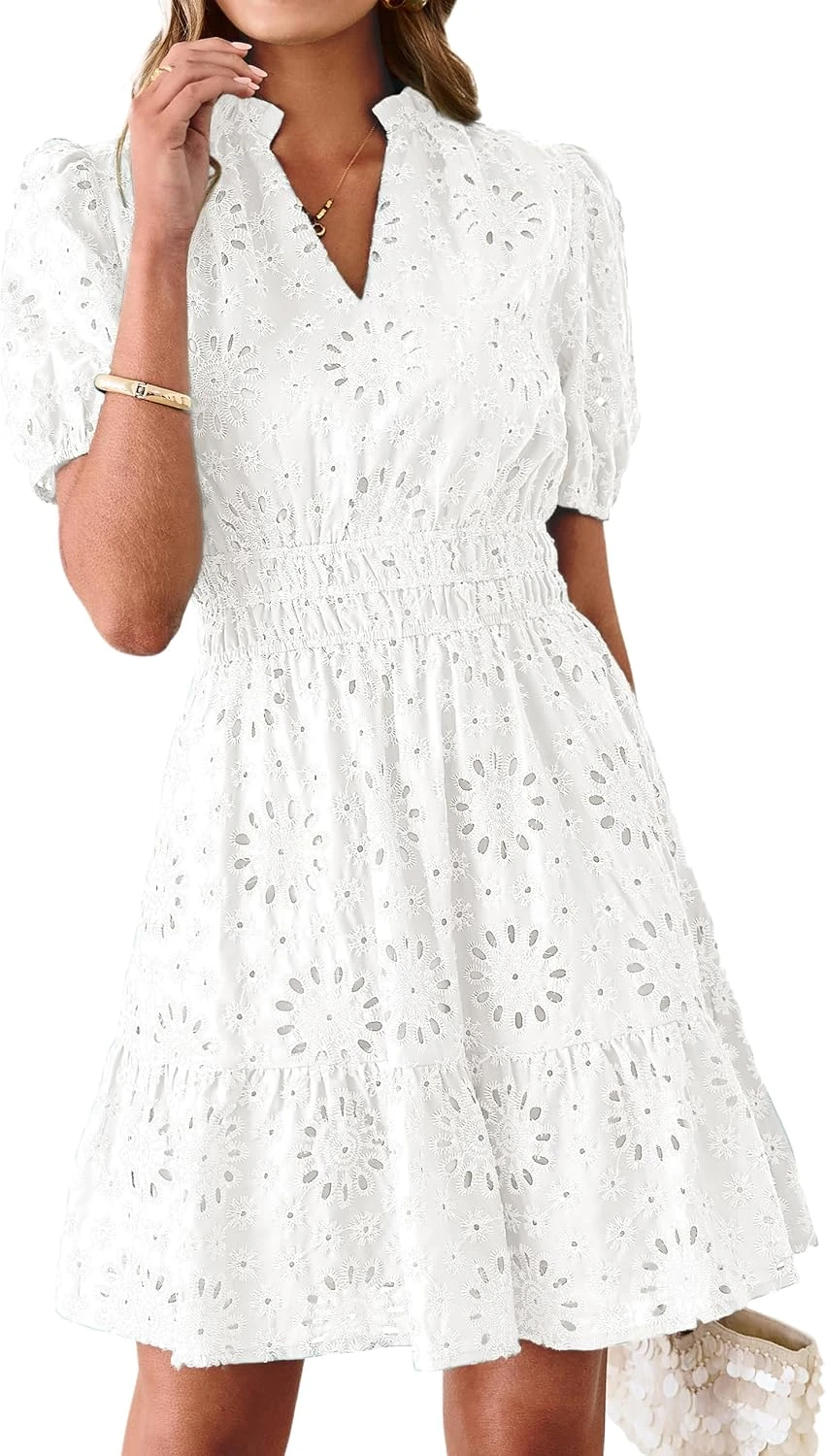 white lace mini dress for the bride-to-be at an engagement party