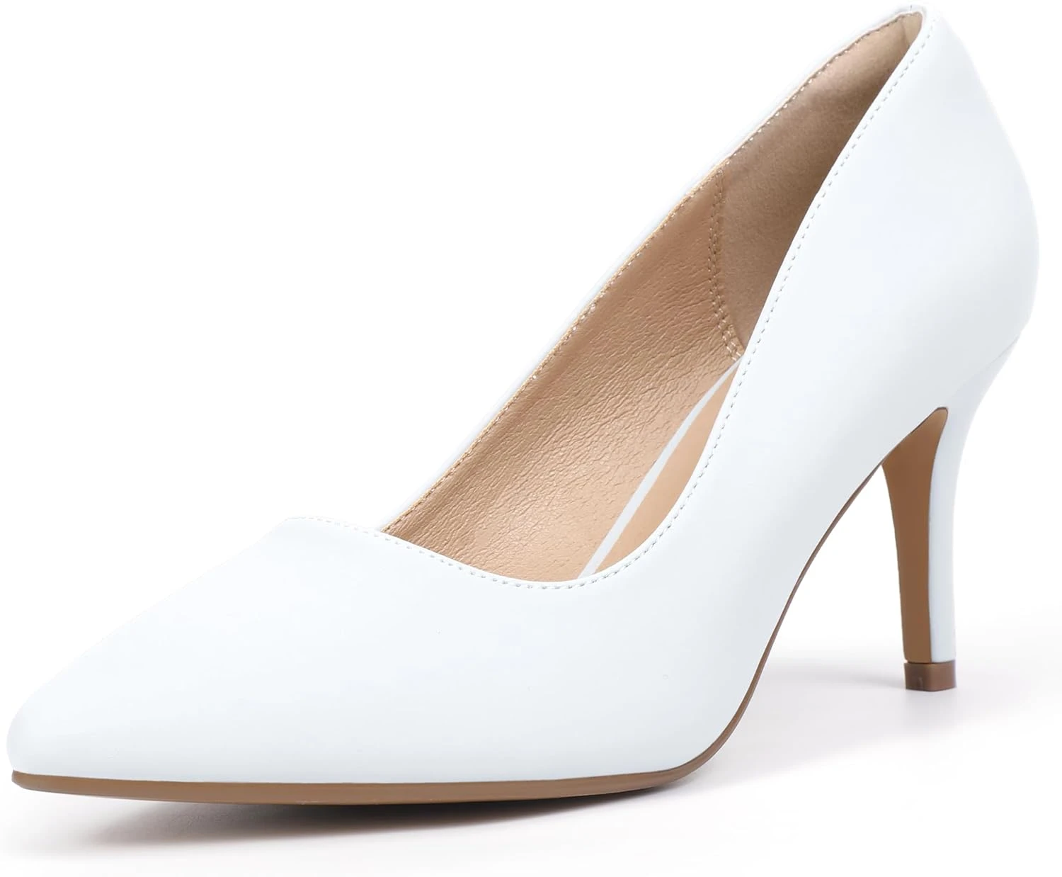 white satin pumps for a white off shoulder engagement party dress