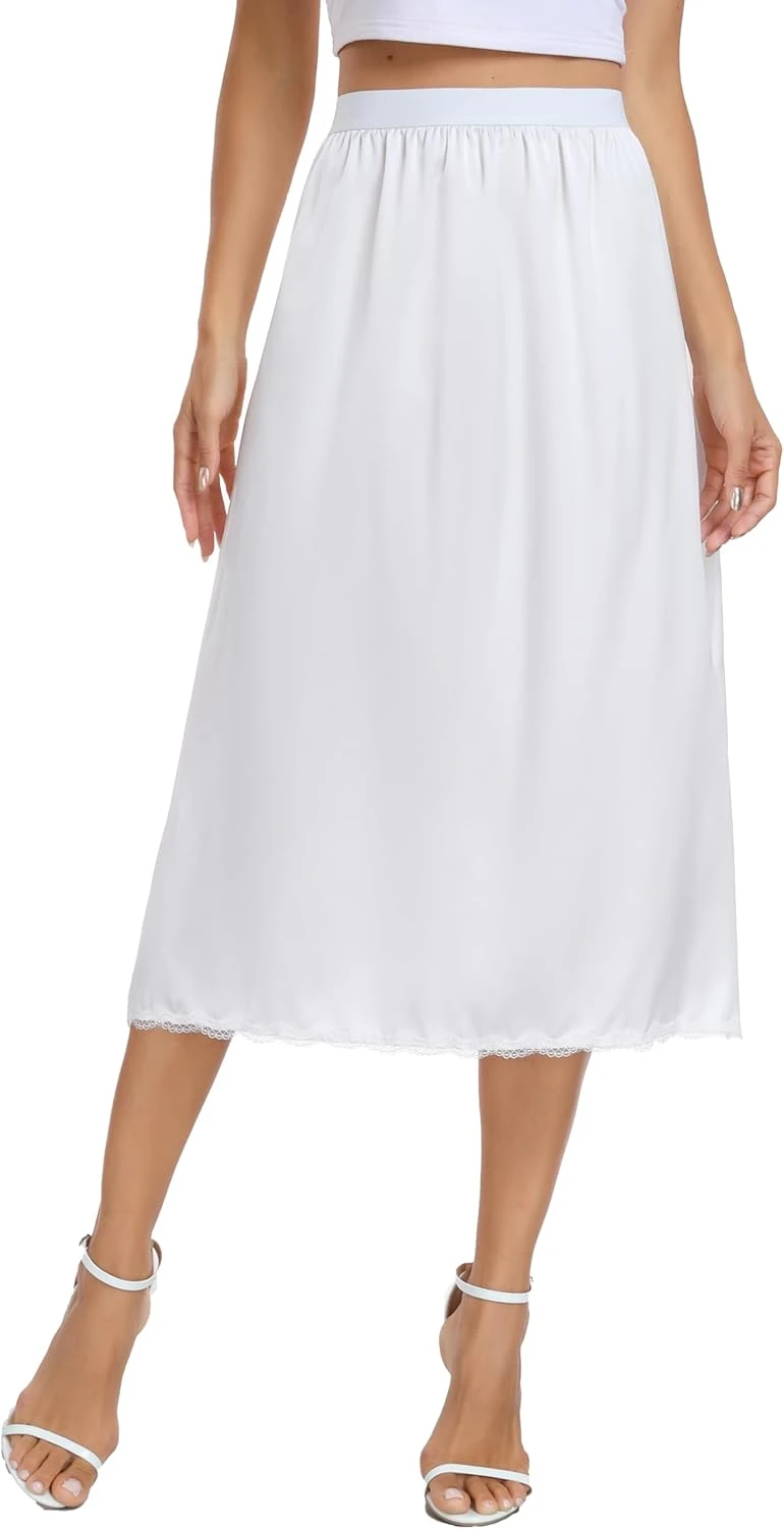 White slip liner for sheer crochet boho dresses