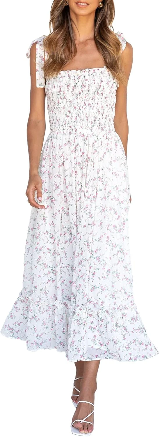 White tie strap sundress for everyday boho summer wear