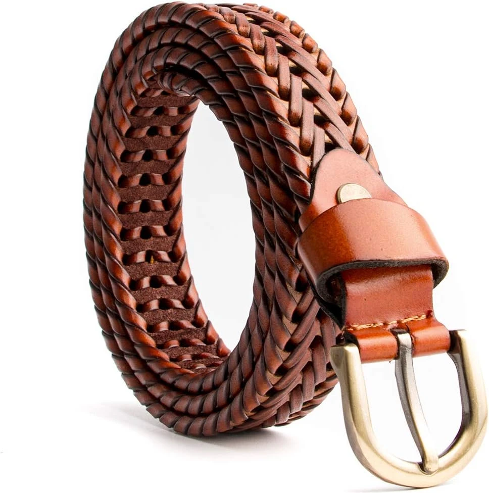 Woven leather belt defining white prairie boho dresses