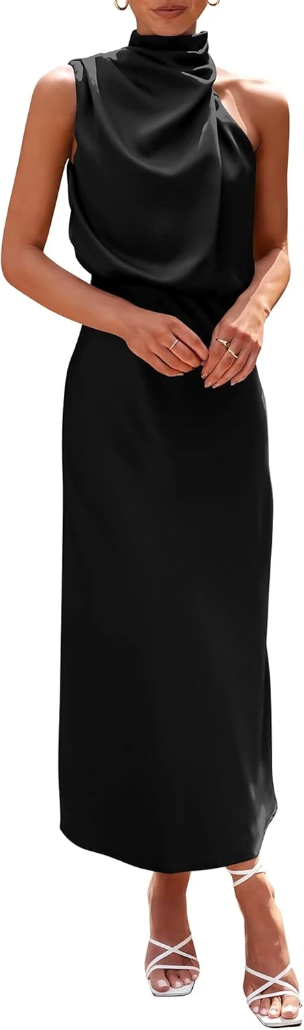 satin A-line floor-length formal prom dress for a classic look