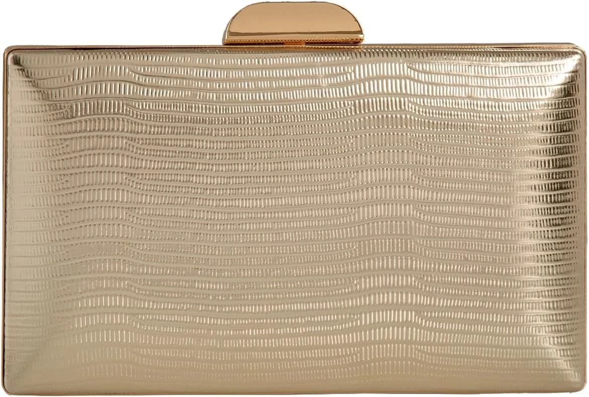 gold metallic hard case clutch for prom night accessories