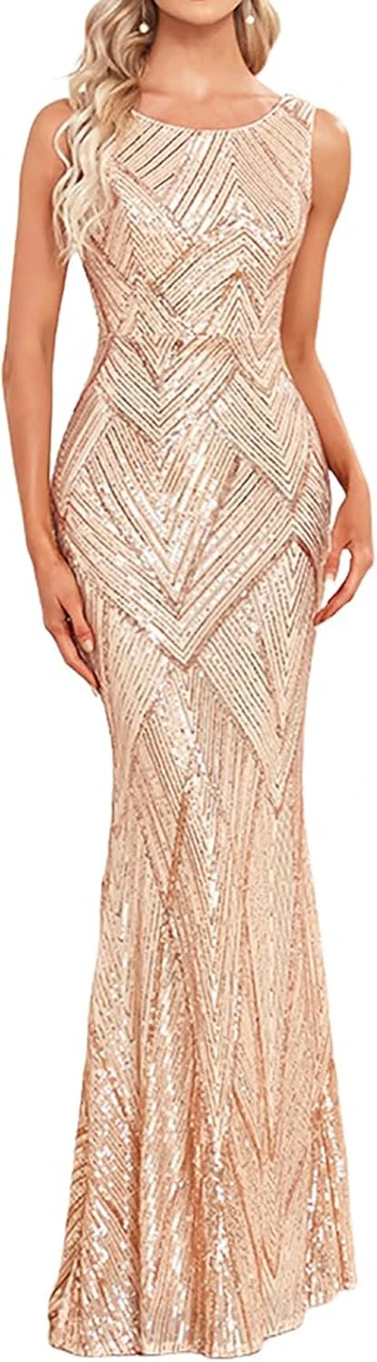 gold sequin mermaid prom dress for a glamorous formal event
