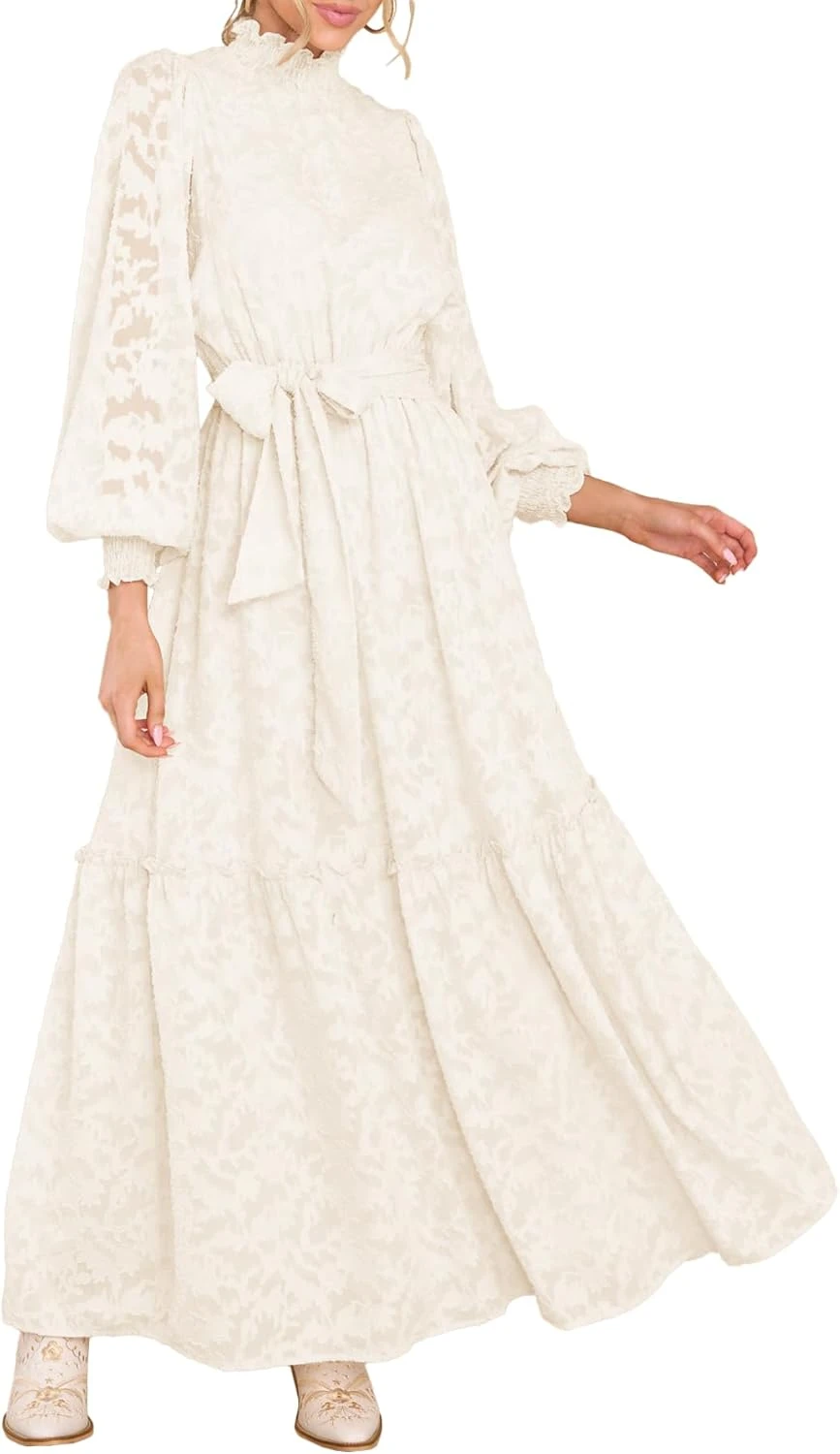 high neck long sleeve modest prom dress for a formal event