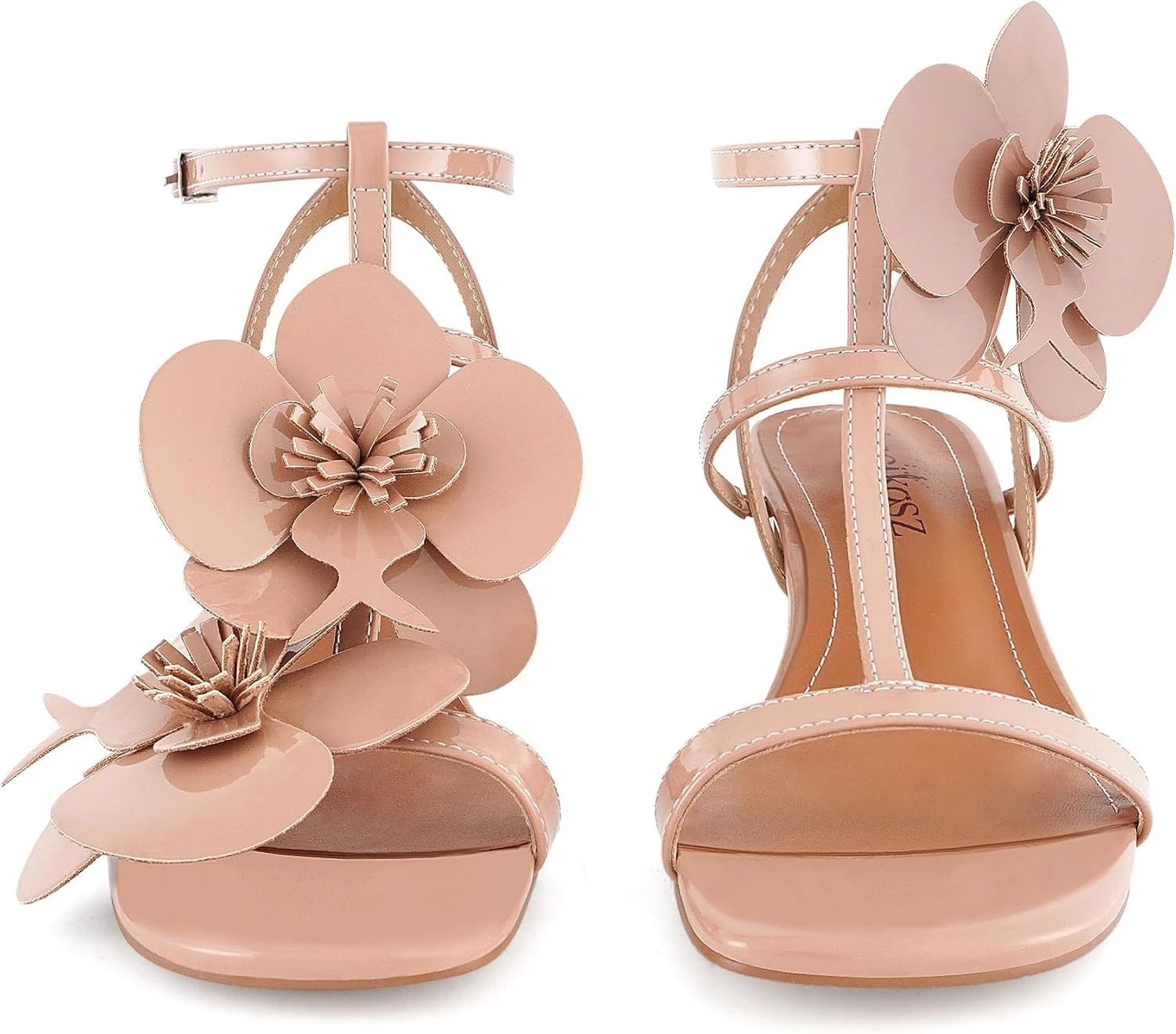 nude strappy heeled sandals for a floral homecoming dress look