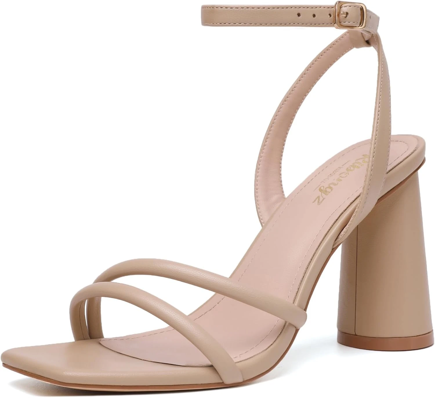 nude strappy heeled sandals for a gold prom dress outfit