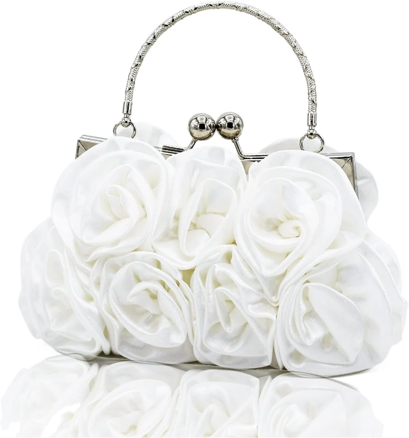 pearl white satin evening clutch for prom styling