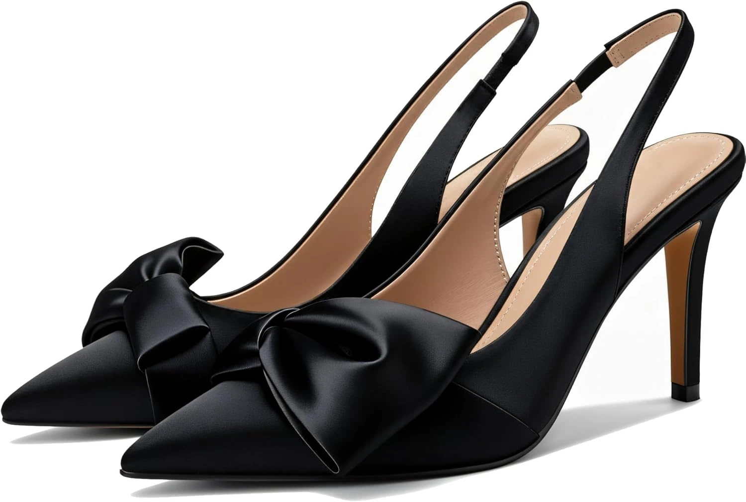 pointed toe satin formal heels for a long sleeve prom dress