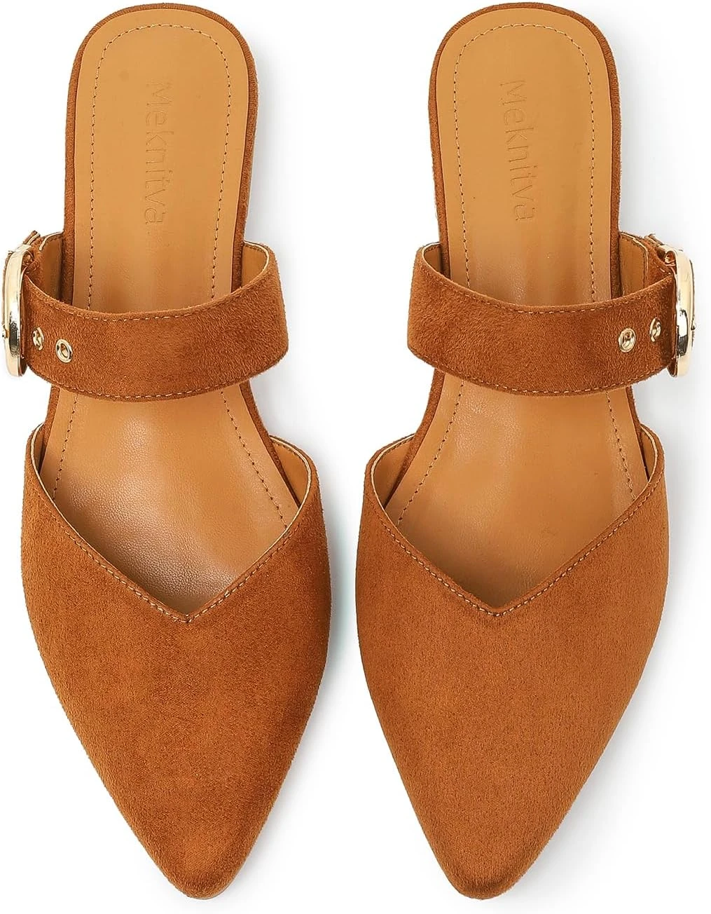 Women's pointed toe leather mules for a leather jacket outfit look