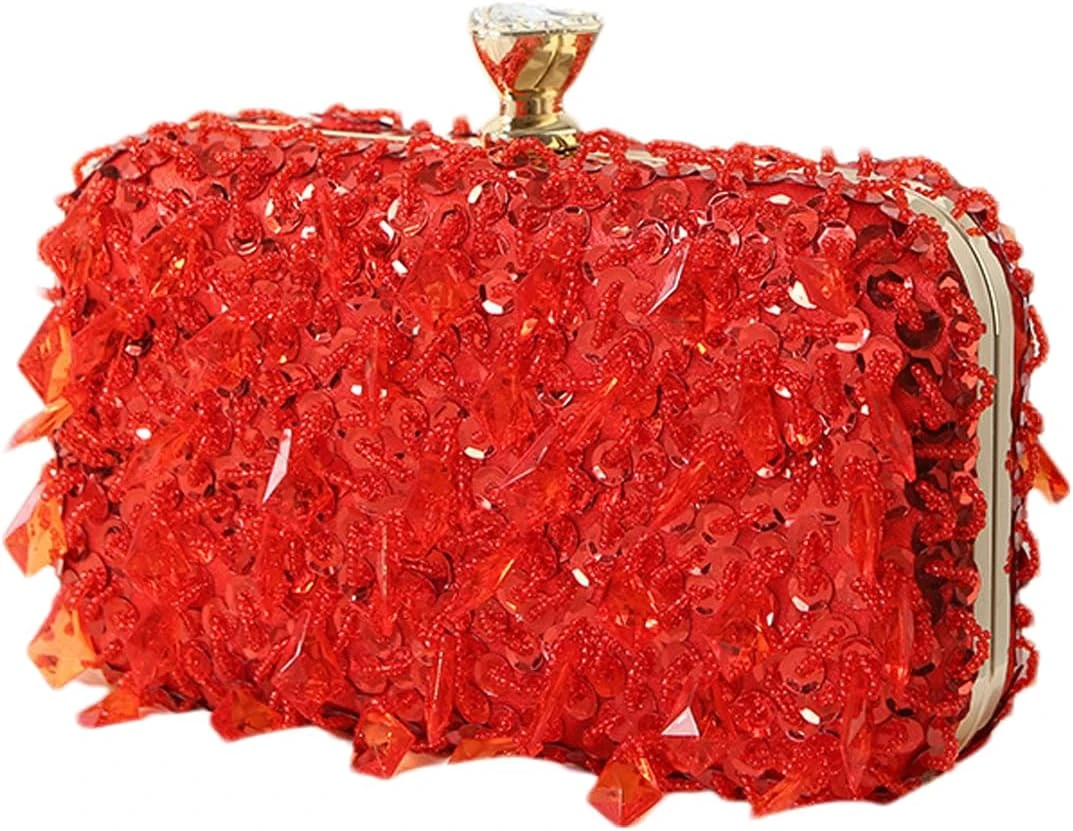 red beaded evening clutch for prom accessories